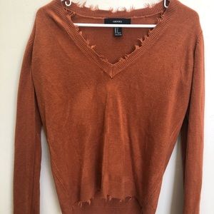 Rust color distressed sweater
